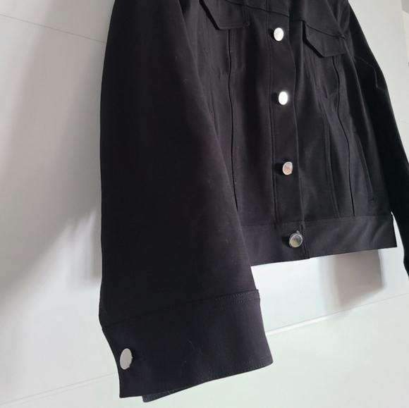 Theory Cropped Denim Jacket, Size Large, Black, NWT - Picture 6 of 14